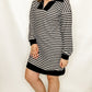Black & Cream Stripe Long Sleeve Dress