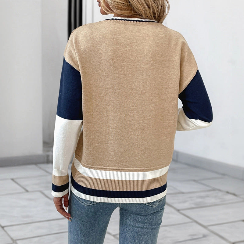 Navy, Tan, and White Lightweight Sweater