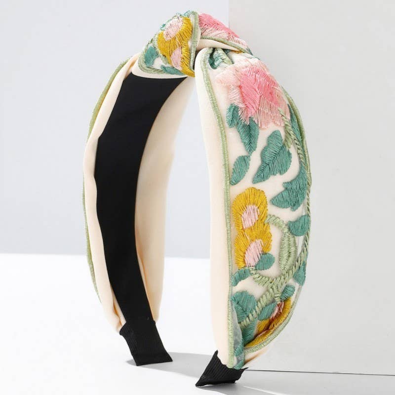 Floral Embroidery Hair Band Headband