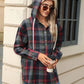 Navy, Green & Red Plaid Hooded Shirt