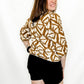 Olive or Brown Tribal Print V-Neck Blouse