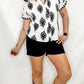 Cream & Black Geometric Print Blouse