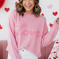 Pink Corded Love Graphic Sweater