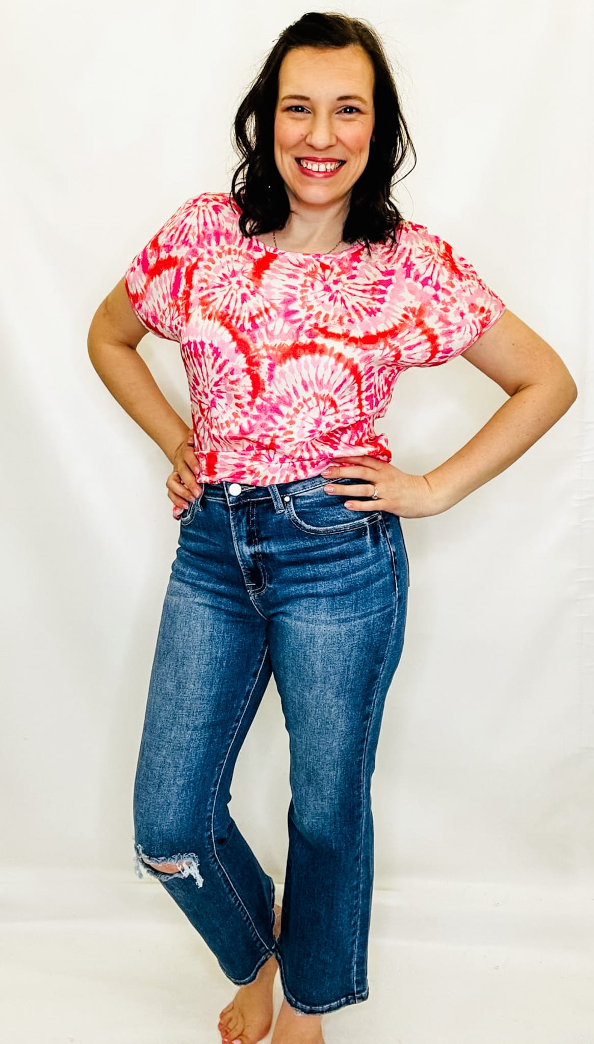 Charlie B Festival Pink Tie Dye Blouse