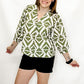 Olive or Brown Tribal Print V-Neck Blouse