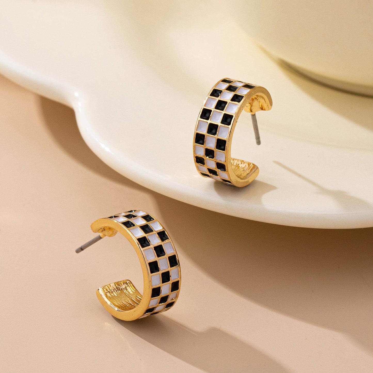Black & Gold Checker Earring Collection - Variety