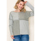 Olive Half Button Color Block Top