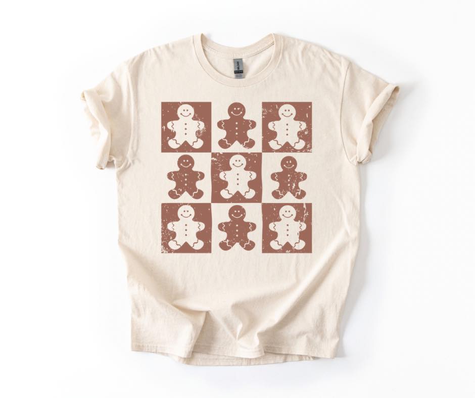 Gingerbread Checkerboard Holiday Graphic Tee