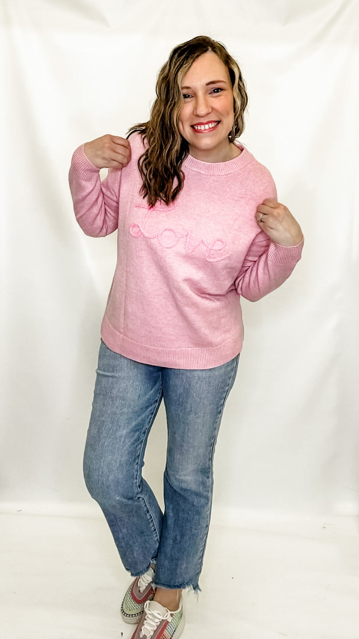 Pink Corded Love Graphic Sweater