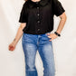Peter Pan Collar Textured Knit Button Top - Variety
