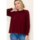 Burgundy Ruffle Smocked Long Sleeve Top