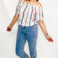 Charlie B Pink Nautical Peasant Blouse