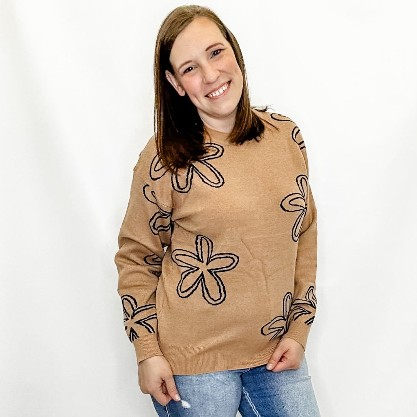 Brown & Black Floral Sweater