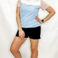 Lt Blue, White & Tan Color Block Tee