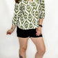 Olive or Brown Tribal Print V-Neck Blouse