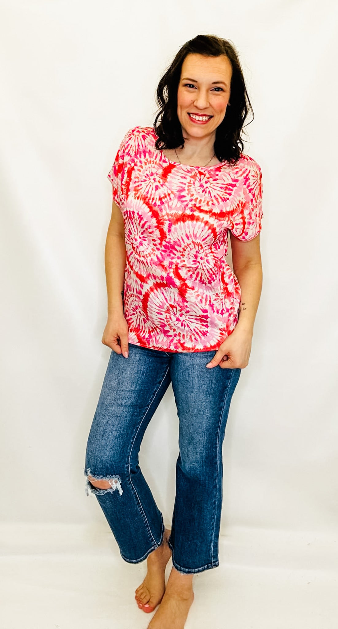 Charlie B Festival Pink Tie Dye Blouse
