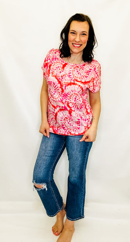 Charlie B Festival Pink Tie Dye Blouse