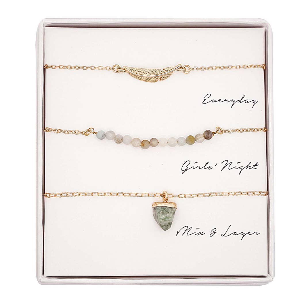 Green Assorted Layering Pendant Necklace Gift Set - ND10029