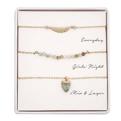 Green Assorted Layering Pendant Necklace Gift Set - ND10029