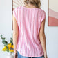 Pink Lightweight Stripe Textured Cap Sleeve Blouse