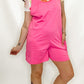 Pink Polyester Romper with Pockets