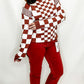 Brick Red Checkered Cozy Sweater