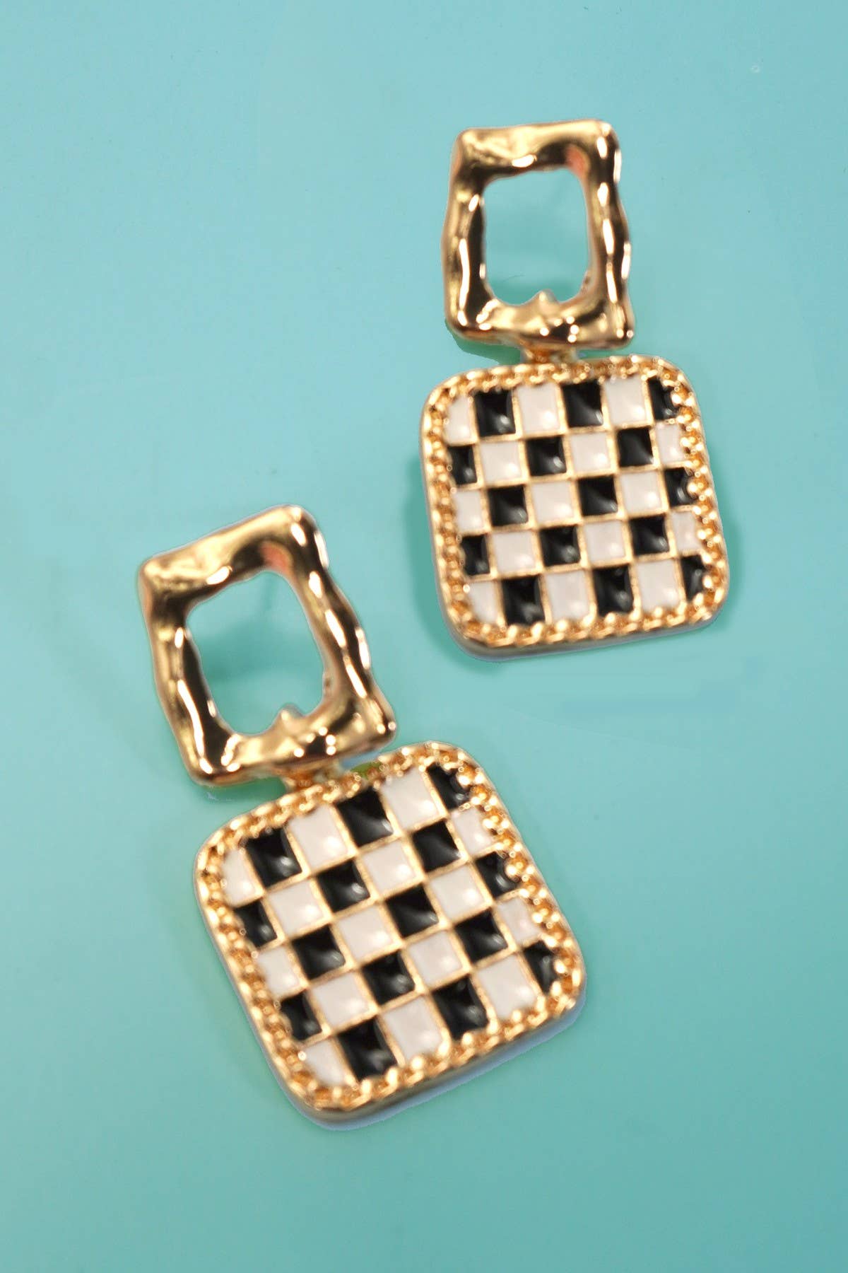 Black & Gold Checker Earring Collection - Variety