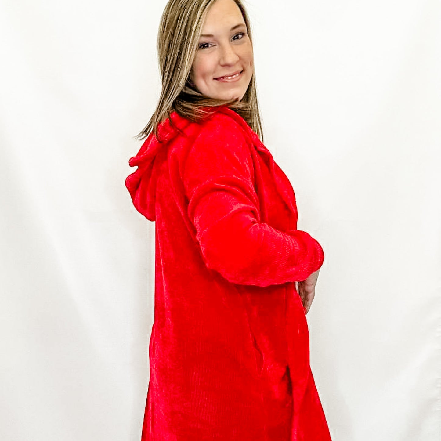 Red Velour Cardigan Jacket