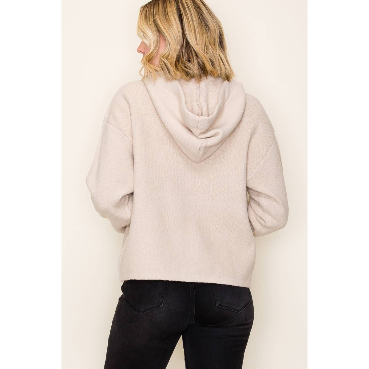 Oatmeal Hooded Sweater Jacket