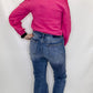 Fuchsia Solid Textured Lace Sleeve Top