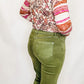 Tribal Loden Olive Pull-On Kick Flare Capri Pants