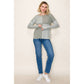 Olive Half Button Color Block Top