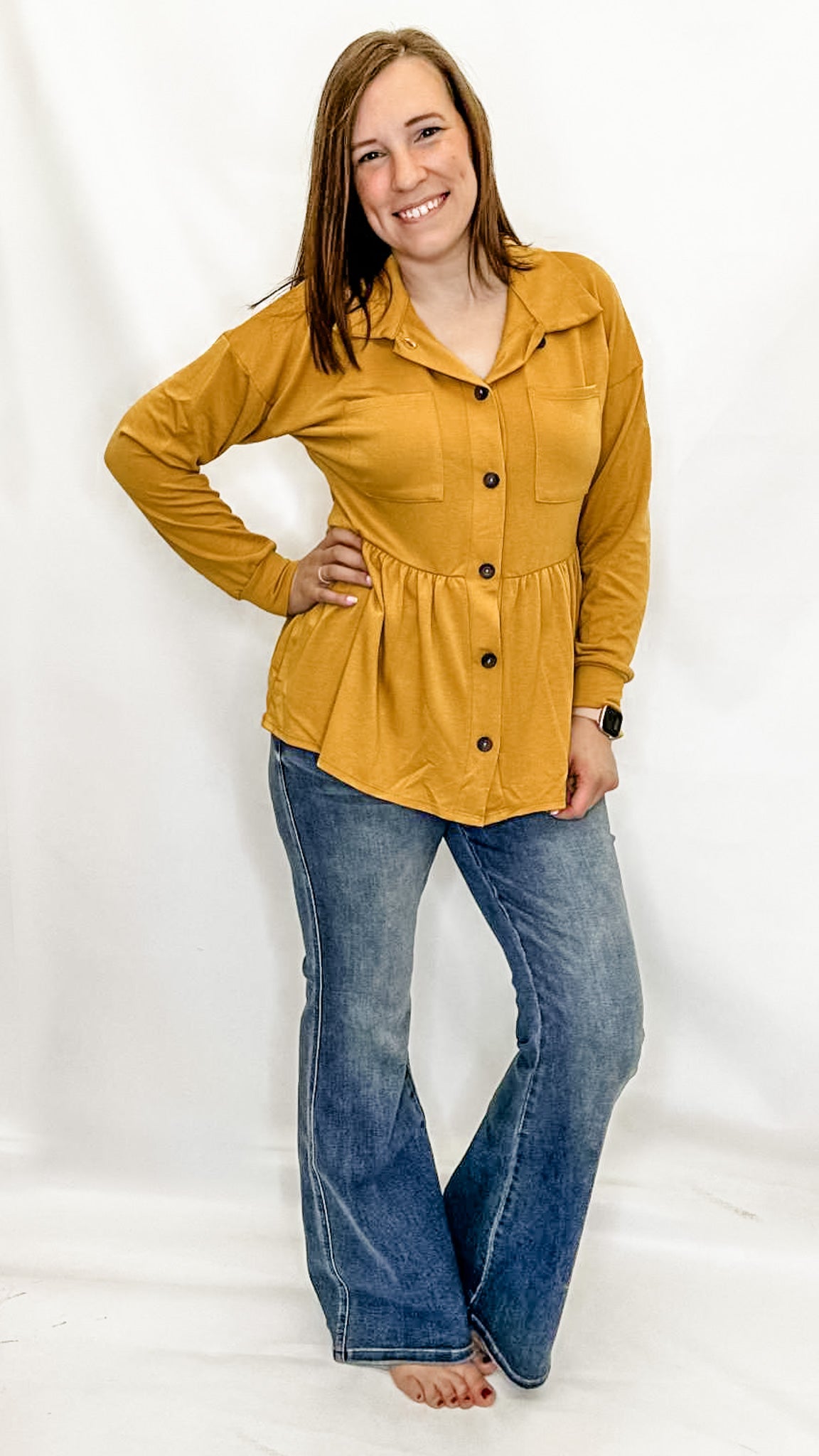 Mustard Peplum Cardigan