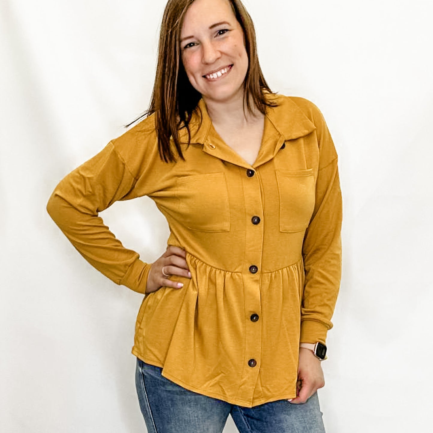 Mustard Peplum Cardigan
