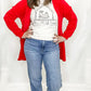 Red Velour Cardigan Jacket