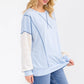 Light Blue Contrast Lace Sleeve Pullover Top