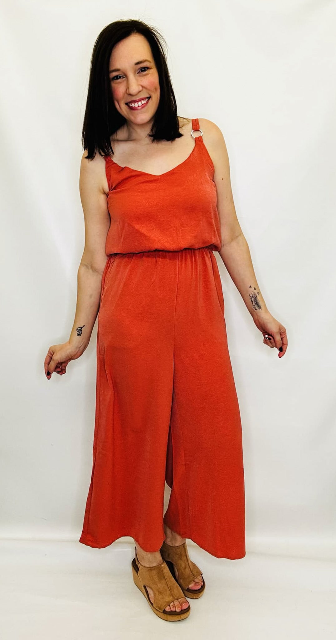 Rose Clay Elastic Waist Jumpsuit