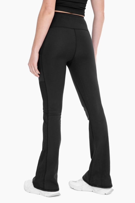 Black, Drawstring Waist, Flared Hiking Pants