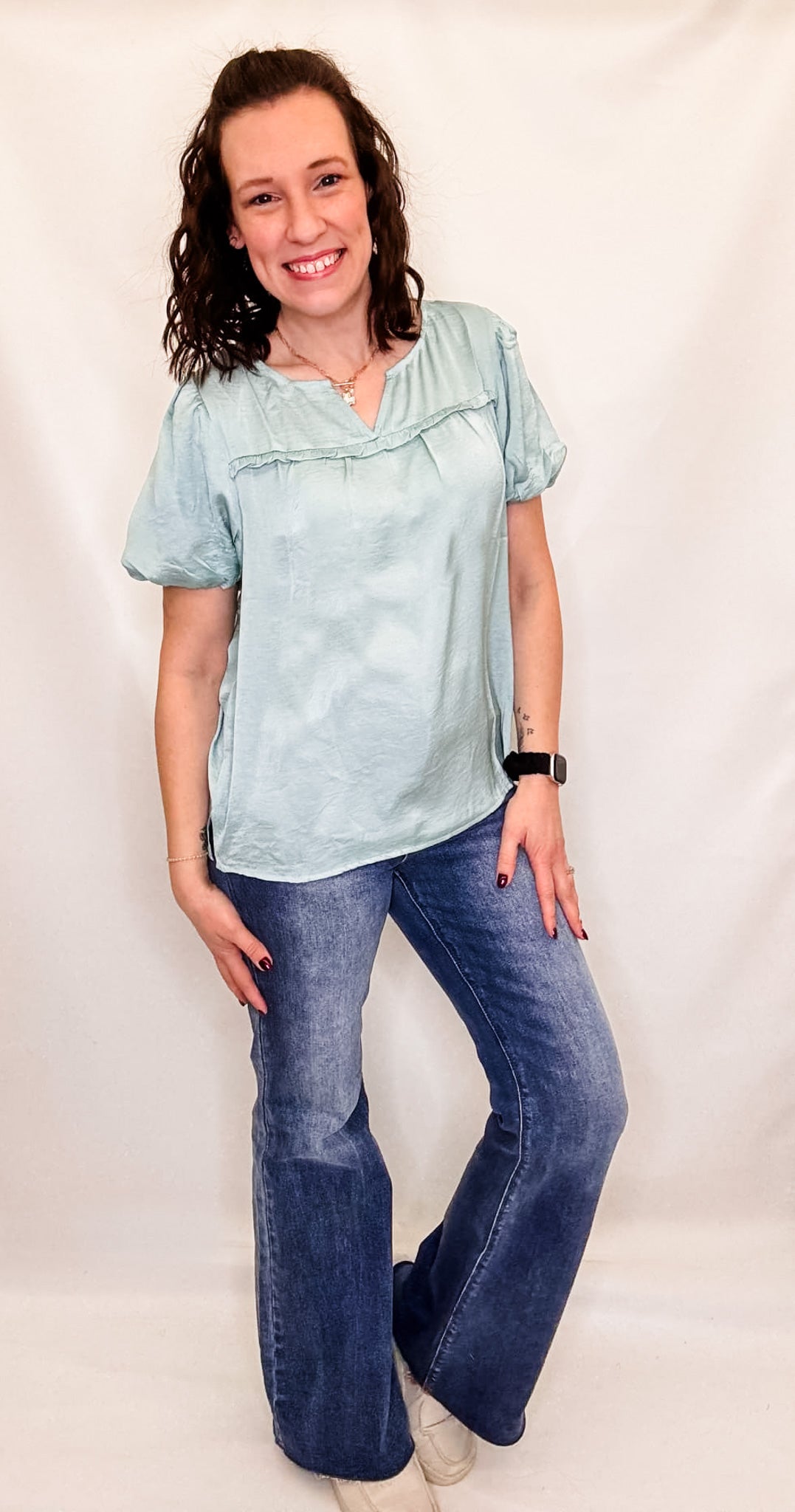 Satin Dressy Top with Puff Sleeves - Variety