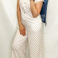 Tan & White Checkered Jumpsuit