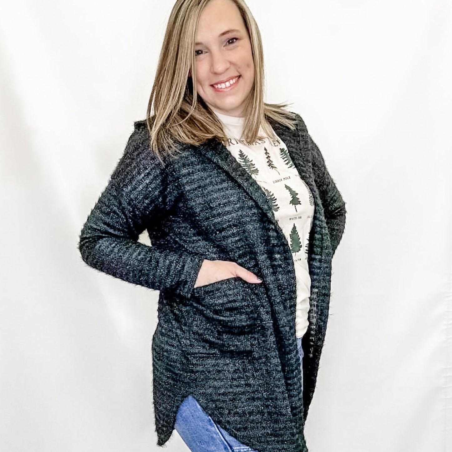 Black & Hunter Green Sparkle Cardigan