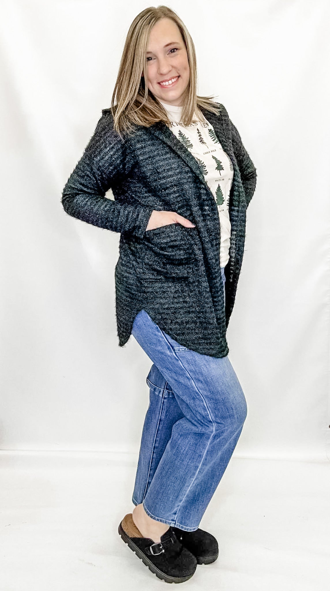 Black & Hunter Green Sparkle Cardigan