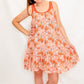 Rust & Blue Floral Sleeveless Dress