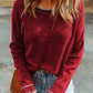 Burgundy Textured Long Sleeve Top