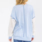 Light Blue Contrast Lace Sleeve Pullover Top