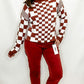 Brick Red Checkered Cozy Sweater