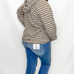 Taupe & Cream Stripe Ribbed Hoodie