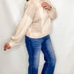 Cable Contrast Detail Knit Crop Sweatshirt