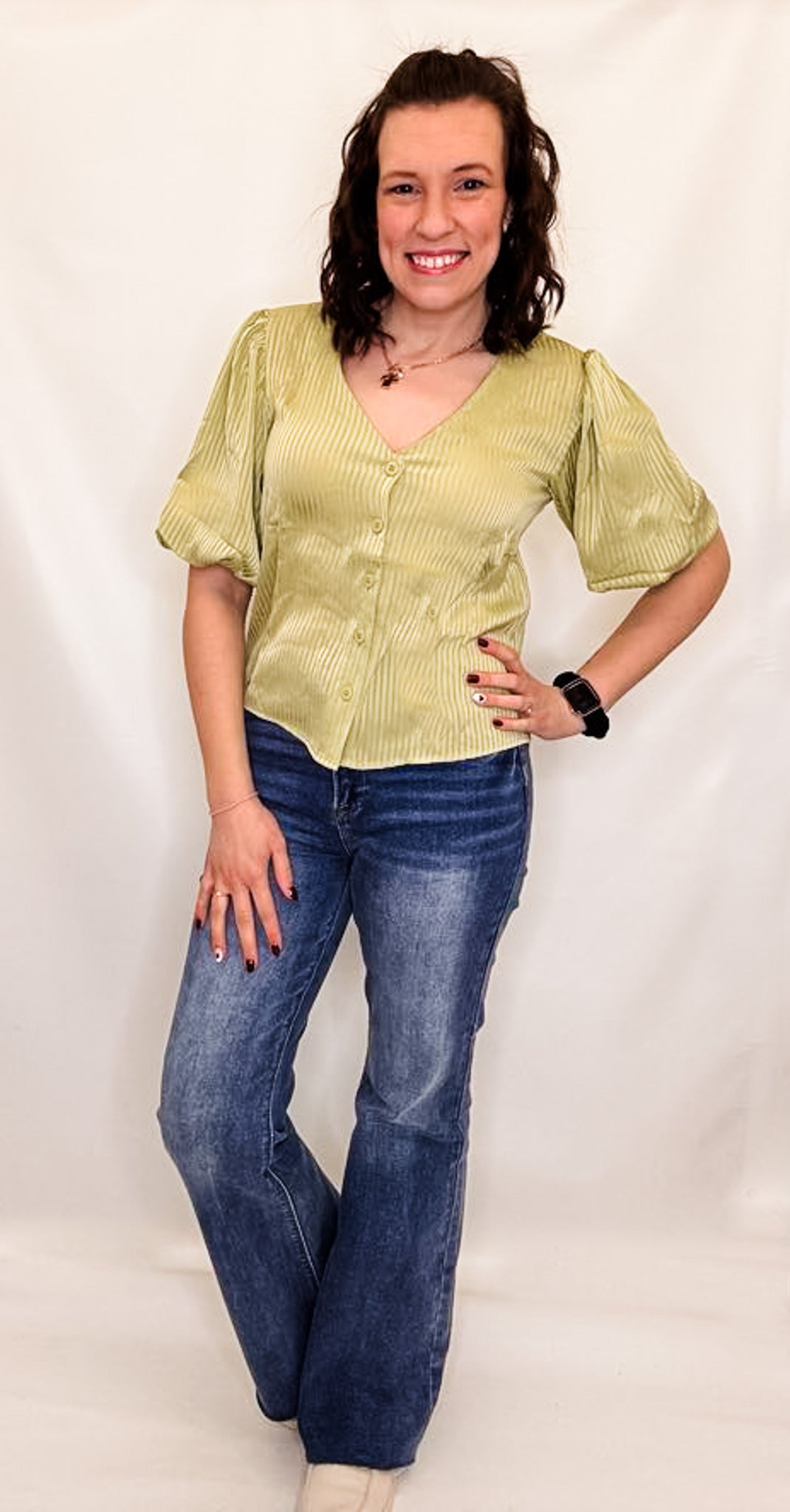 Satin Dressy Top with Balloon Sleeves - Variety