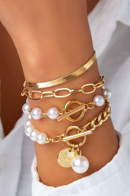 Pearl, Multi-Layer Mix Bracelet Set